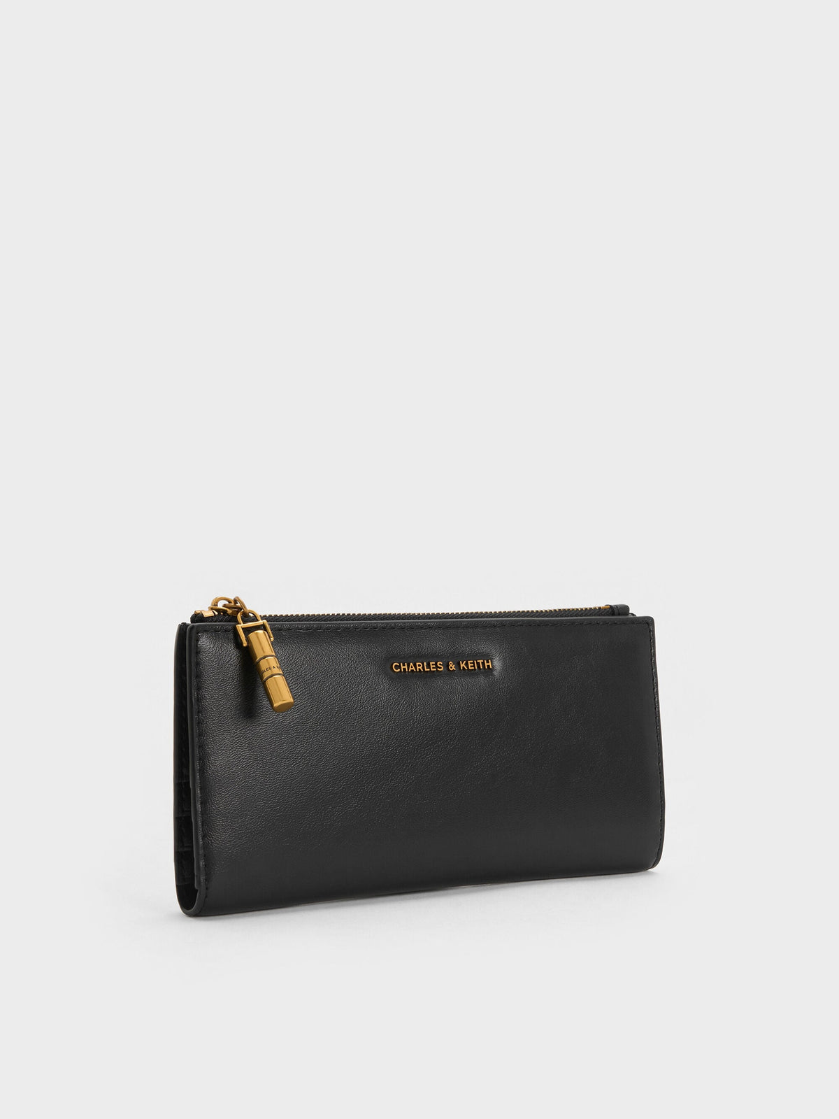 CHARLES & KEITH Classic / Cesia Top-Zip Long Wallet - Black