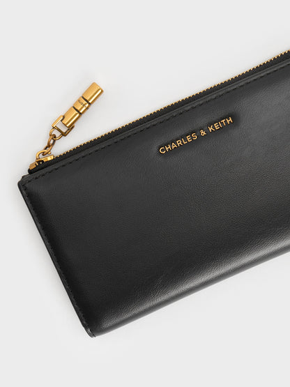CHARLES & KEITH Classic / Cesia Top-Zip Long Wallet - Black