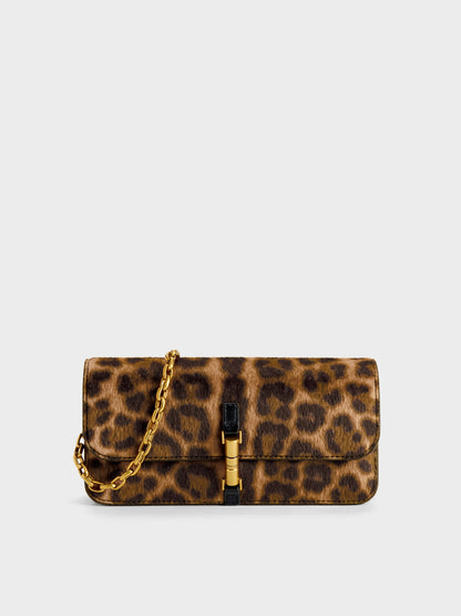 CHARLES & KEITH Smart Buy / Cesia Leopard-Print Wallet On Chain - Multi