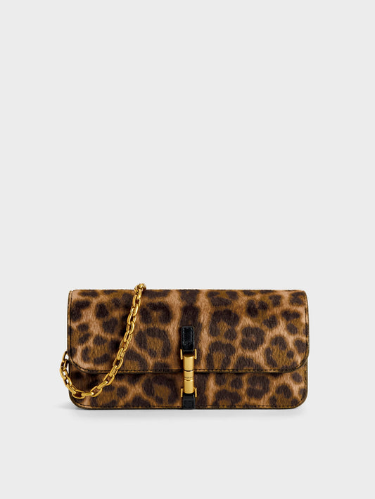 CHARLES & KEITH Smart Buy / Cesia Leopard-Print Wallet On Chain - Multi