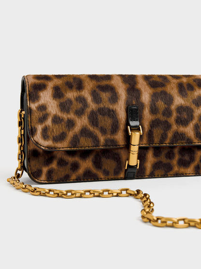 CHARLES & KEITH Smart Buy / Cesia Leopard-Print Wallet On Chain - Multi