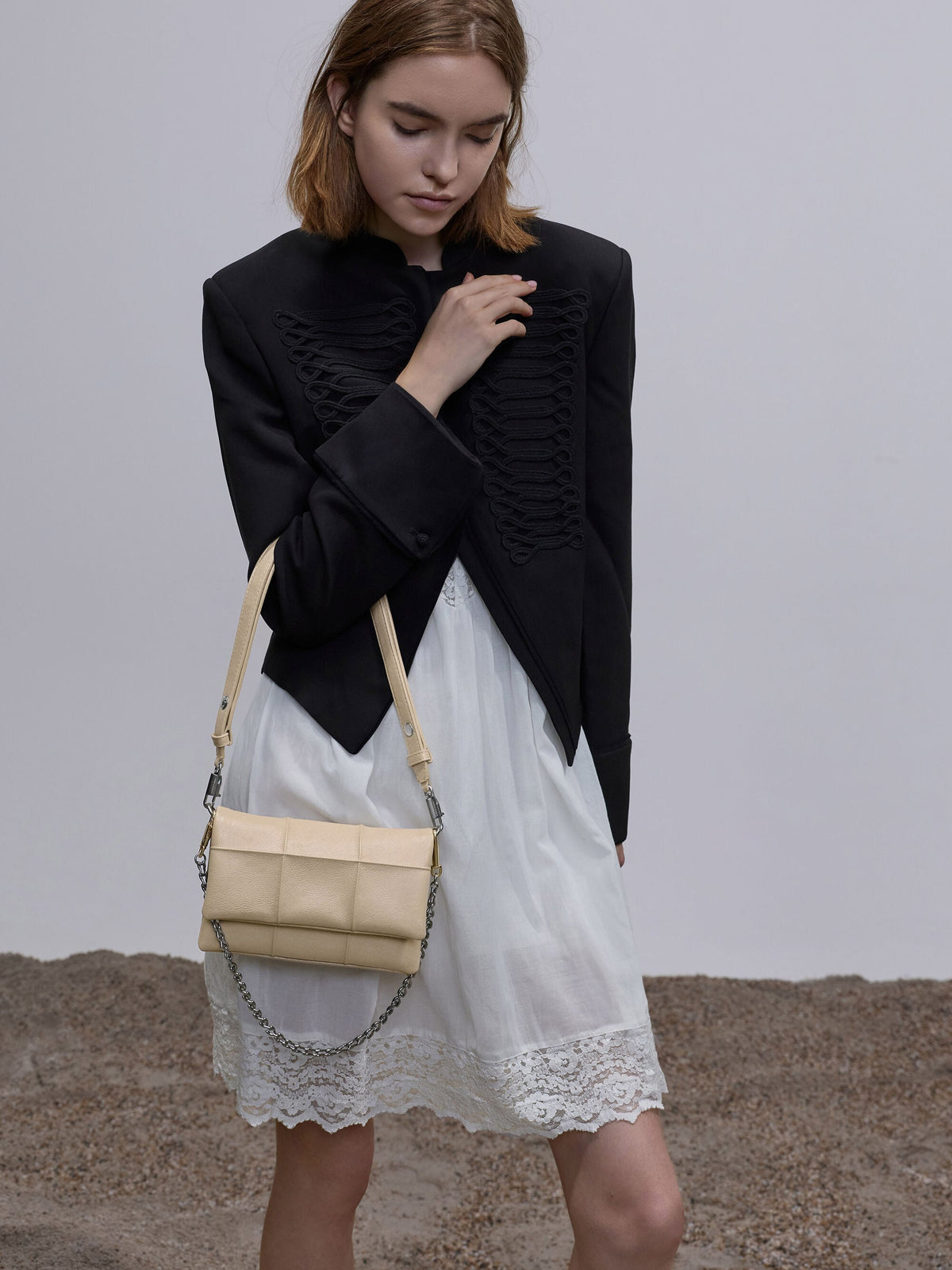 CHARLES & KEITH Best Price / Delfina Quilted Wallet On Chain - Sand Beige