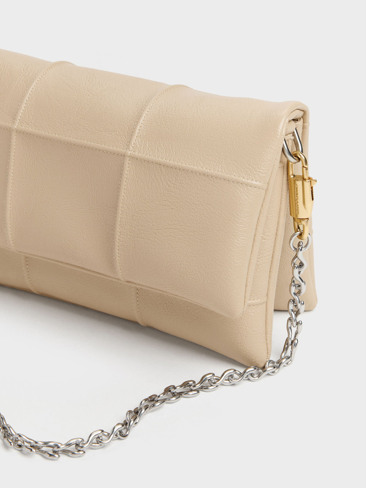 CHARLES & KEITH Best Price / Delfina Quilted Wallet On Chain - Sand Beige