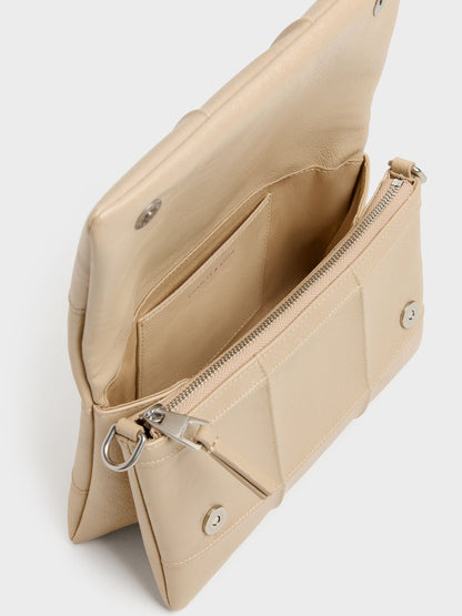 CHARLES & KEITH Best Price / Delfina Quilted Wallet On Chain - Sand Beige