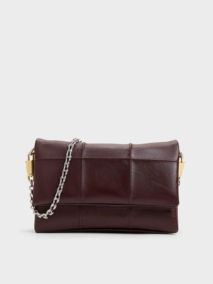CHARLES & KEITH Discount / Delfina Quilted Wallet On Chain - Wineberry Red