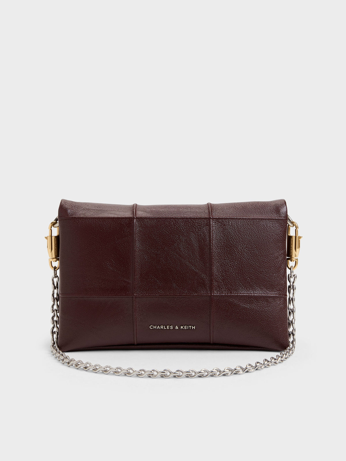 CHARLES & KEITH Discount / Delfina Quilted Wallet On Chain - Wineberry Red