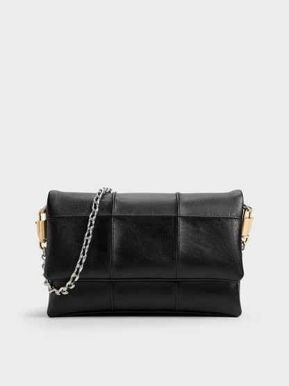 CHARLES & KEITH Everyday / Delfina Quilted Wallet On Chain - Black