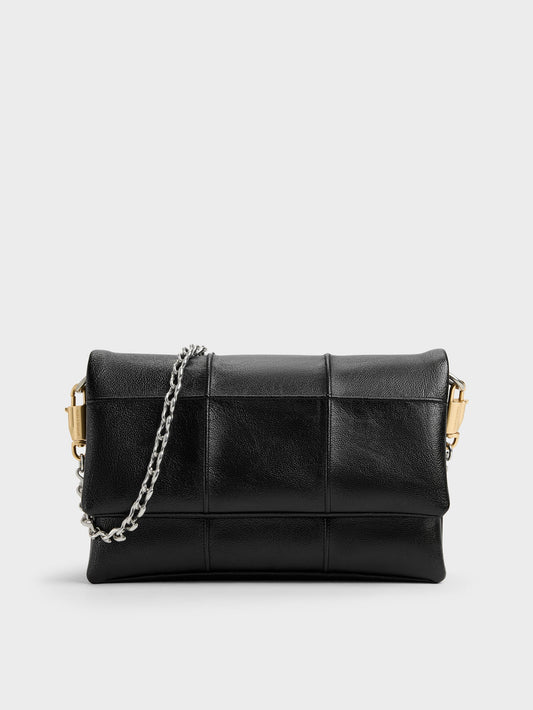 CHARLES & KEITH Everyday / Delfina Quilted Wallet On Chain - Black