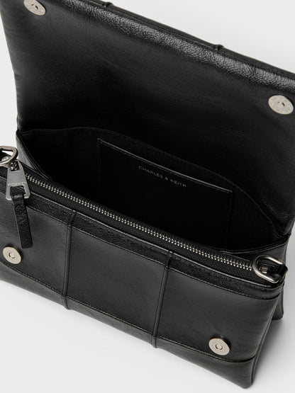 CHARLES & KEITH Everyday / Delfina Quilted Wallet On Chain - Black