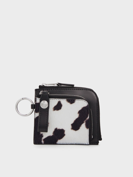 CHARLES & KEITH Signature / Vega Furry Cow-Print Zip-Around Pouch - Multi