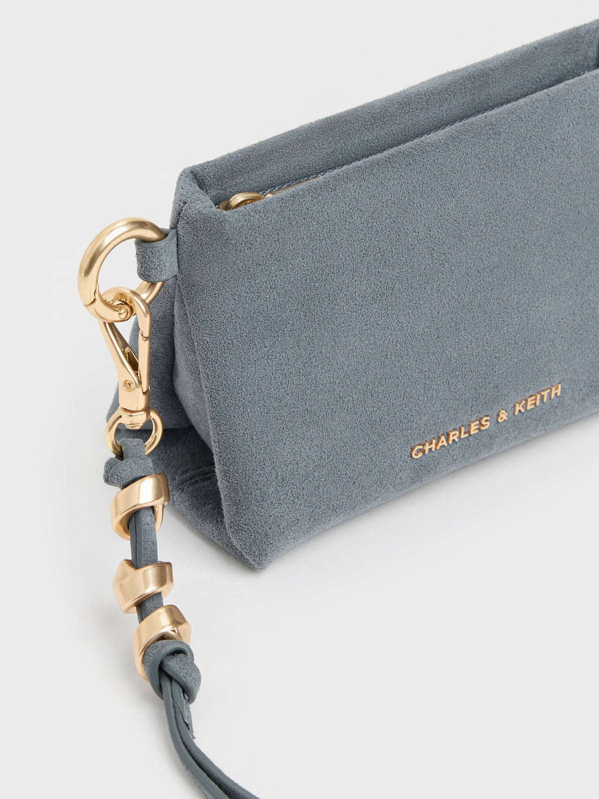 CHARLES & KEITH Top Pick / Zephyr Metallic-Accent Wristlet - Smoky Blue