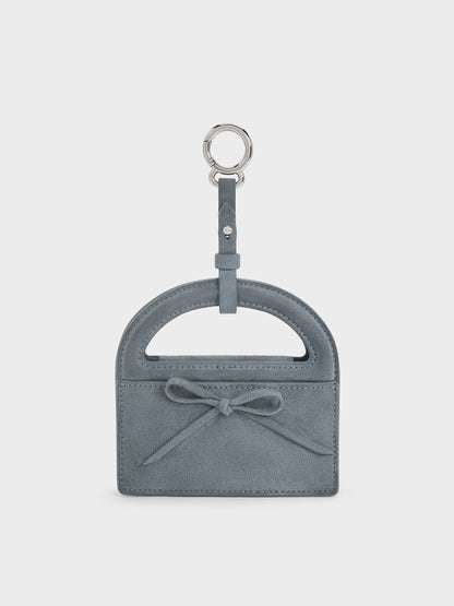 CHARLES & KEITH Essential / Reese Bow Top Handle Wristlet - Smoky Blue