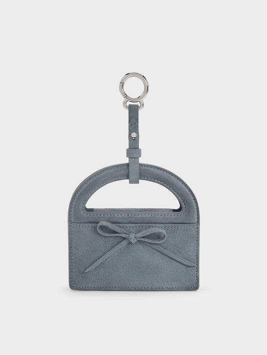CHARLES & KEITH Essential / Reese Bow Top Handle Wristlet - Smoky Blue