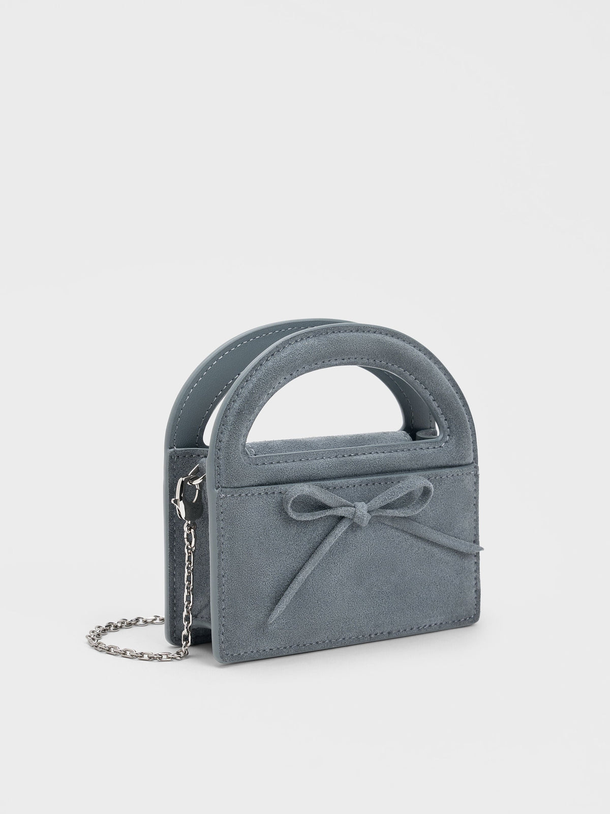 CHARLES & KEITH Essential / Reese Bow Top Handle Wristlet - Smoky Blue