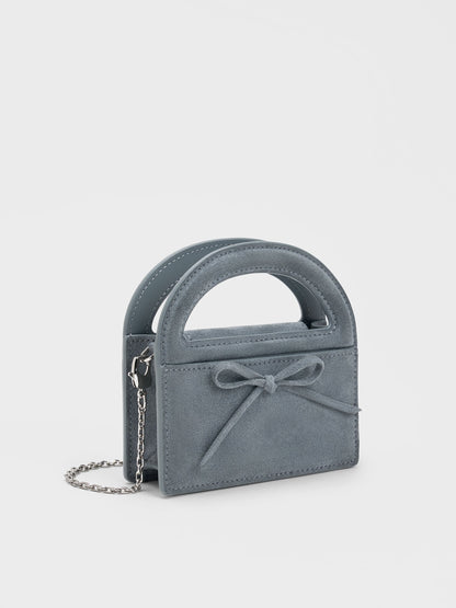 CHARLES & KEITH Essential / Reese Bow Top Handle Wristlet - Smoky Blue