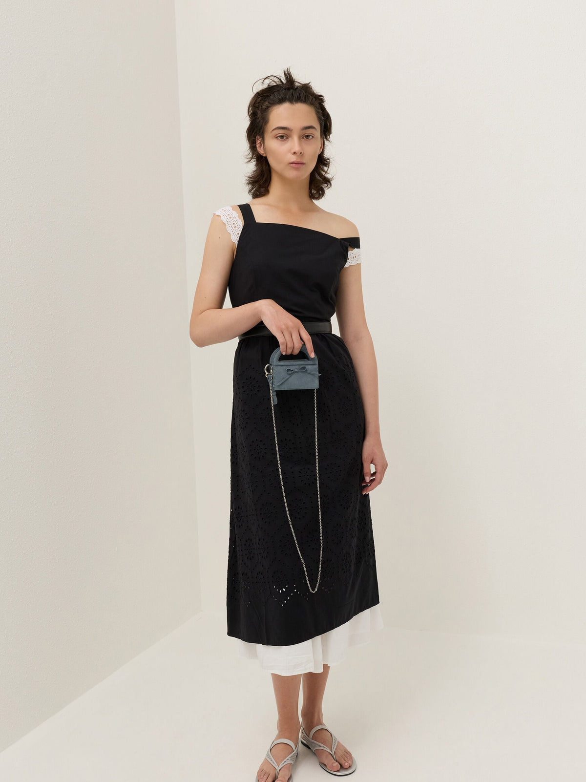 CHARLES & KEITH Essential / Reese Bow Top Handle Wristlet - Smoky Blue