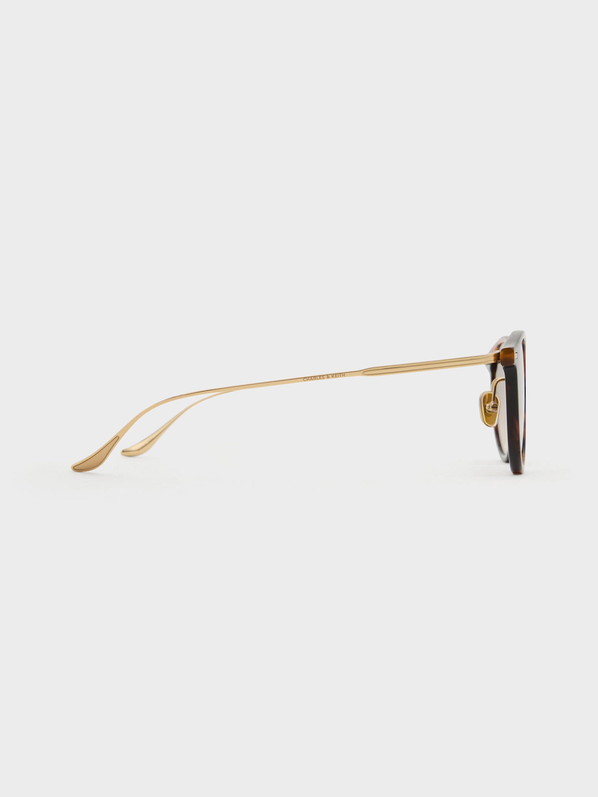 CHARLES & KEITH Latest / Minnow Metal-Rim Round Sunglasses - T. Shell