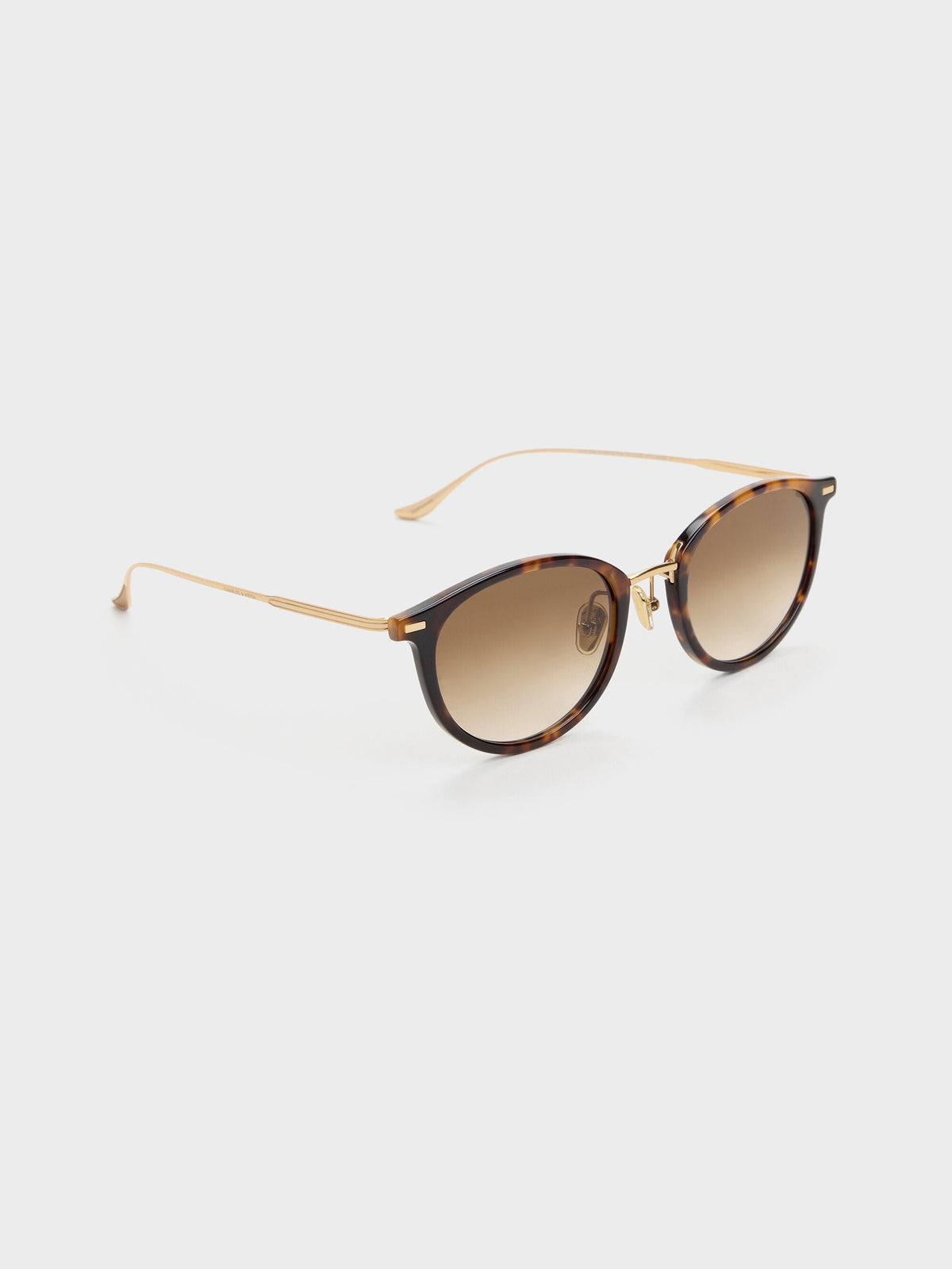 CHARLES & KEITH Latest / Minnow Metal-Rim Round Sunglasses - T. Shell