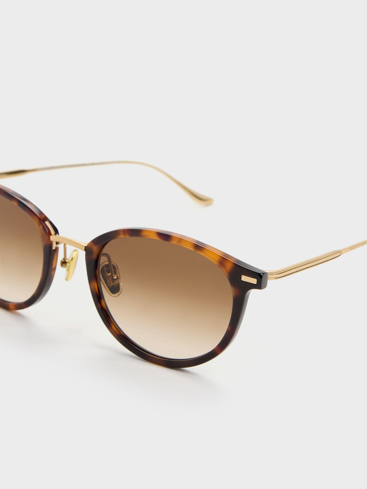 CHARLES & KEITH Latest / Minnow Metal-Rim Round Sunglasses - T. Shell