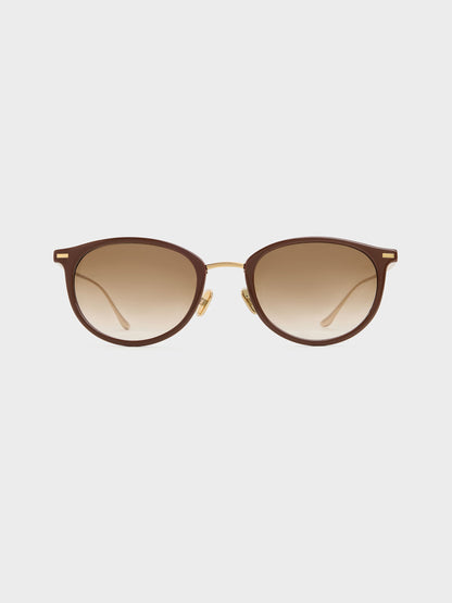 CHARLES & KEITH Recommended / Minnow Metal-Rim Round Sunglasses - Pecan Brown