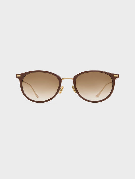 CHARLES & KEITH Recommended / Minnow Metal-Rim Round Sunglasses - Pecan Brown