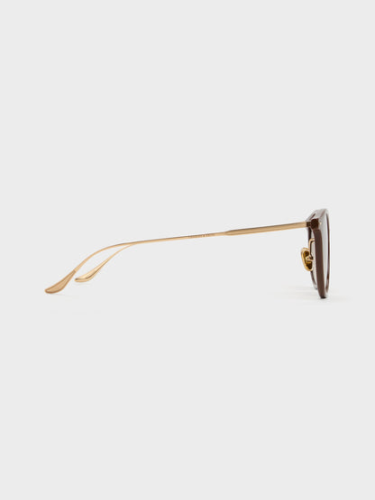 CHARLES & KEITH Recommended / Minnow Metal-Rim Round Sunglasses - Pecan Brown