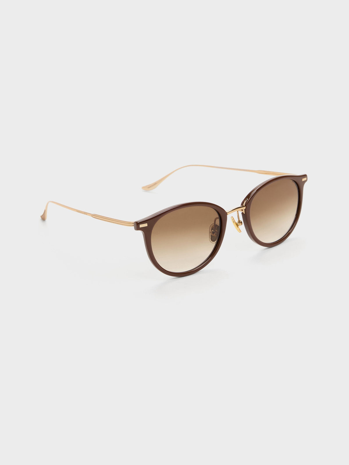 CHARLES & KEITH Recommended / Minnow Metal-Rim Round Sunglasses - Pecan Brown
