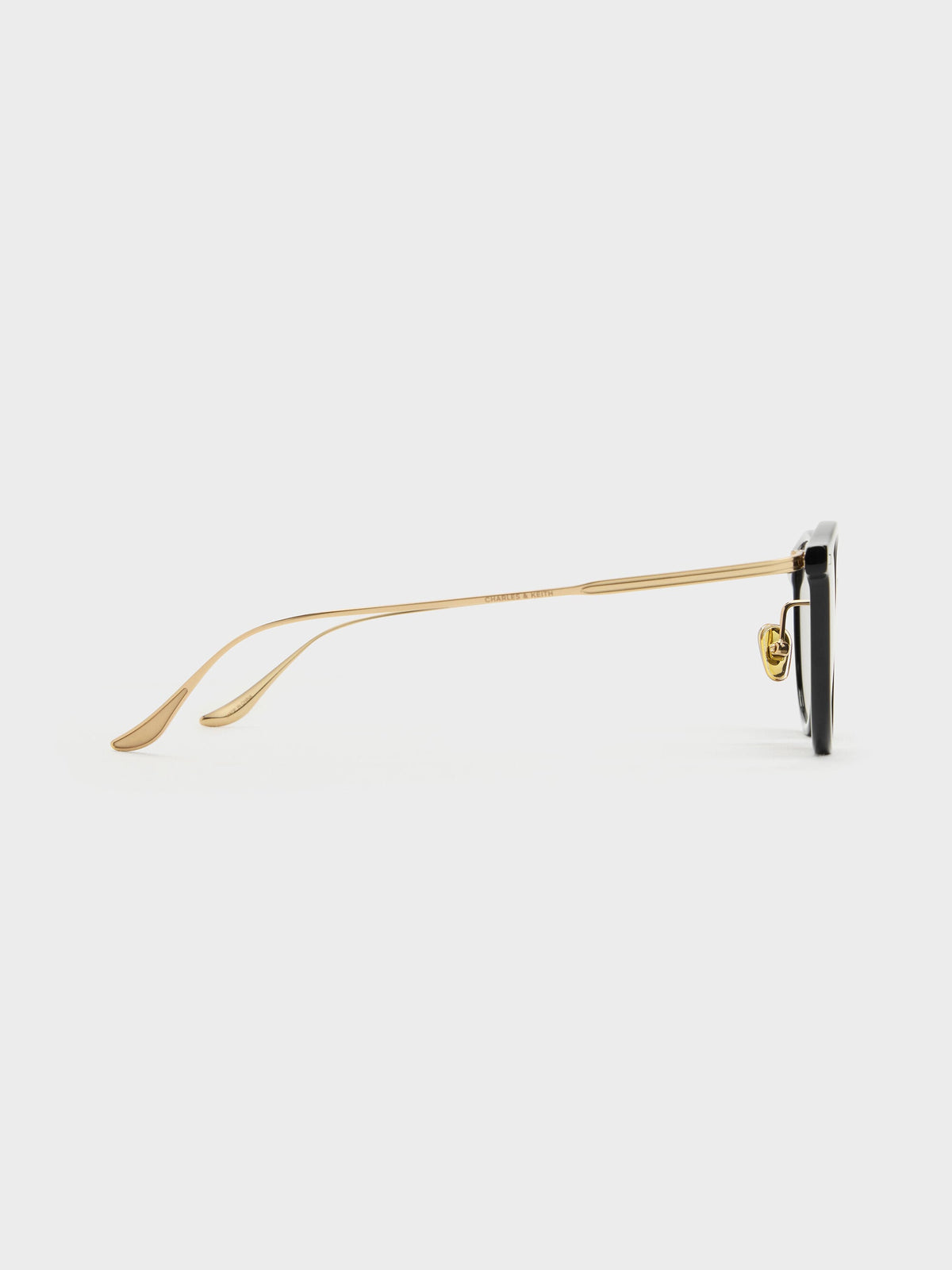 CHARLES & KEITH Classic / Minnow Metal-Rim Round Sunglasses - Black