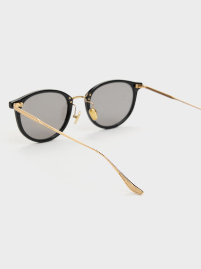 CHARLES & KEITH Classic / Minnow Metal-Rim Round Sunglasses - Black