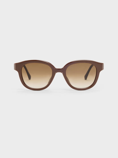 CHARLES & KEITH Smart Buy / Brea Round Sunglasses - Pecan Brown