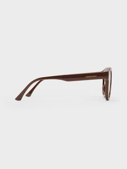 CHARLES & KEITH Smart Buy / Brea Round Sunglasses - Pecan Brown