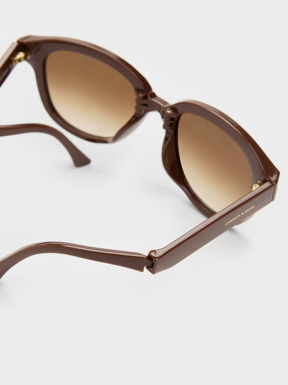 CHARLES & KEITH Smart Buy / Brea Round Sunglasses - Pecan Brown