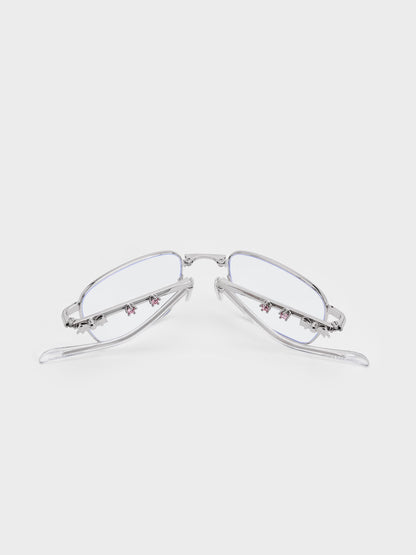 CHARLES & KEITH Value / Paige Clear Rectangular Sunglasses - Silver