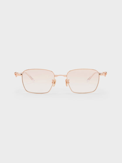 CHARLES & KEITH Trusted / Paige Rectangular Sunglasses - Rose Gold