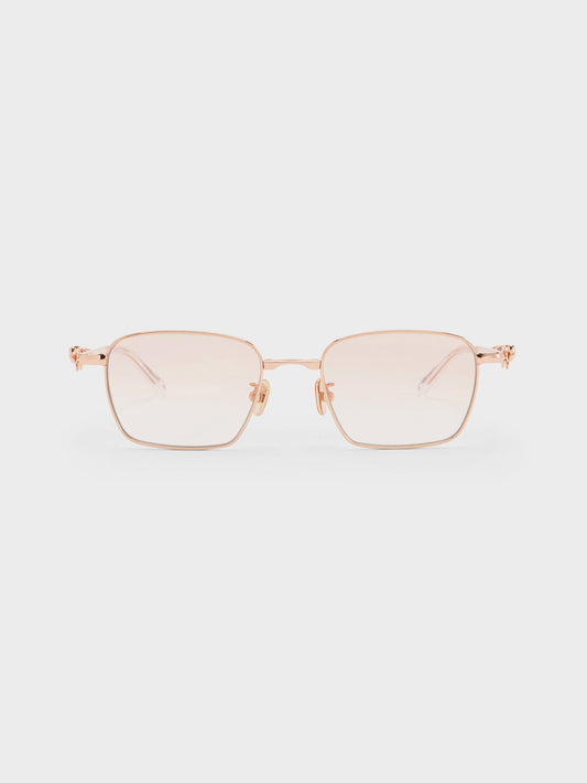 CHARLES & KEITH Trusted / Paige Rectangular Sunglasses - Rose Gold