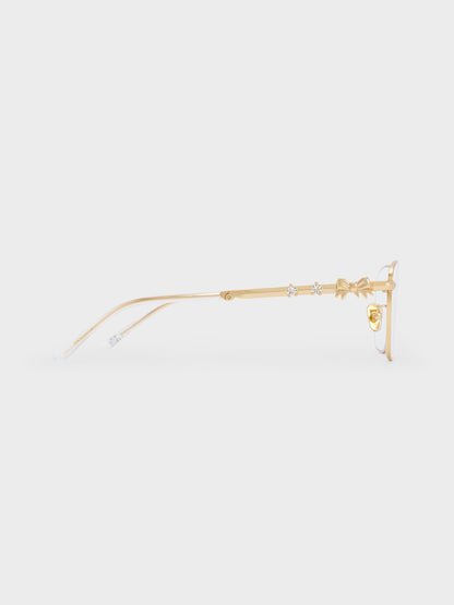CHARLES & KEITH Deals / Paige Clear Rectangular Sunglasses - Brush Gold