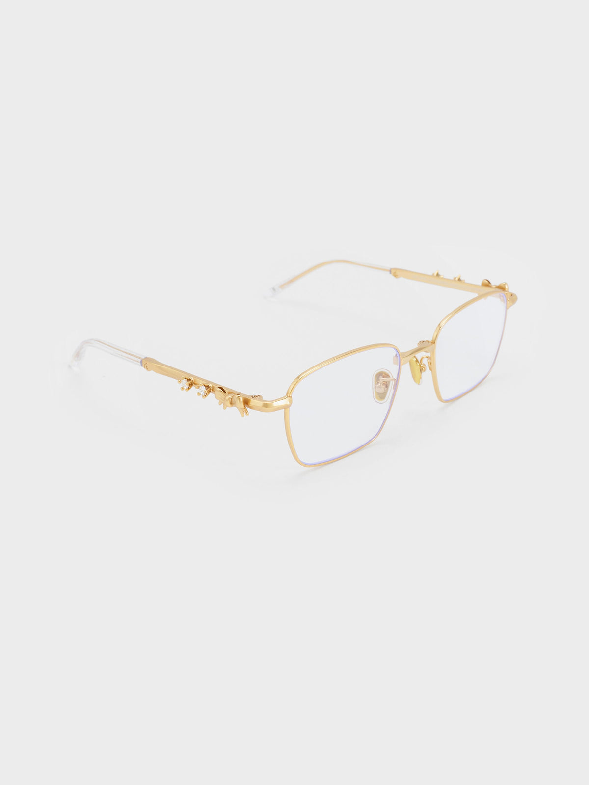 CHARLES & KEITH Deals / Paige Clear Rectangular Sunglasses - Brush Gold