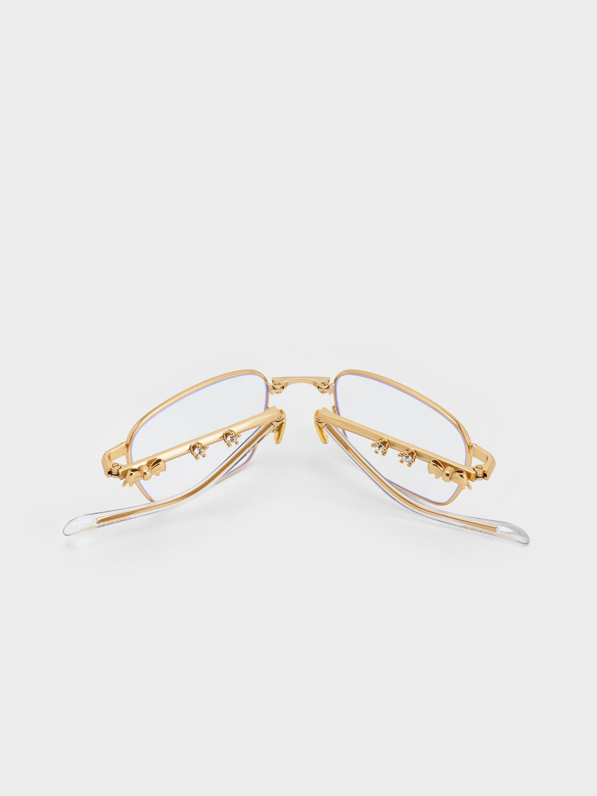 CHARLES & KEITH Deals / Paige Clear Rectangular Sunglasses - Brush Gold
