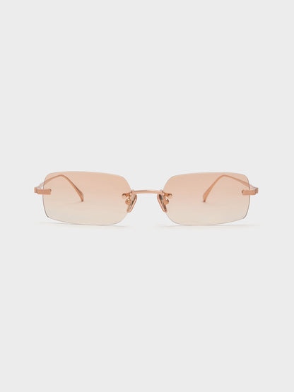 CHARLES & KEITH Discount / Easton Rimless Rectangular Sunglasses - Rose Gold