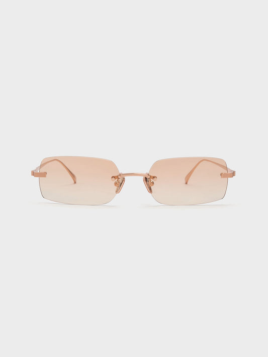 CHARLES & KEITH Discount / Easton Rimless Rectangular Sunglasses - Rose Gold