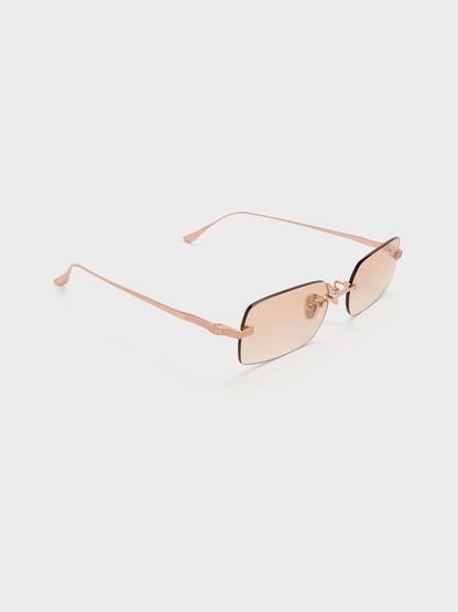 CHARLES & KEITH Discount / Easton Rimless Rectangular Sunglasses - Rose Gold