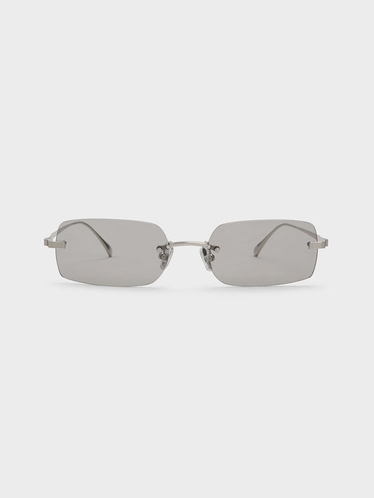 CHARLES & KEITH Discount / Easton Rimless Rectangular Sunglasses - Silver