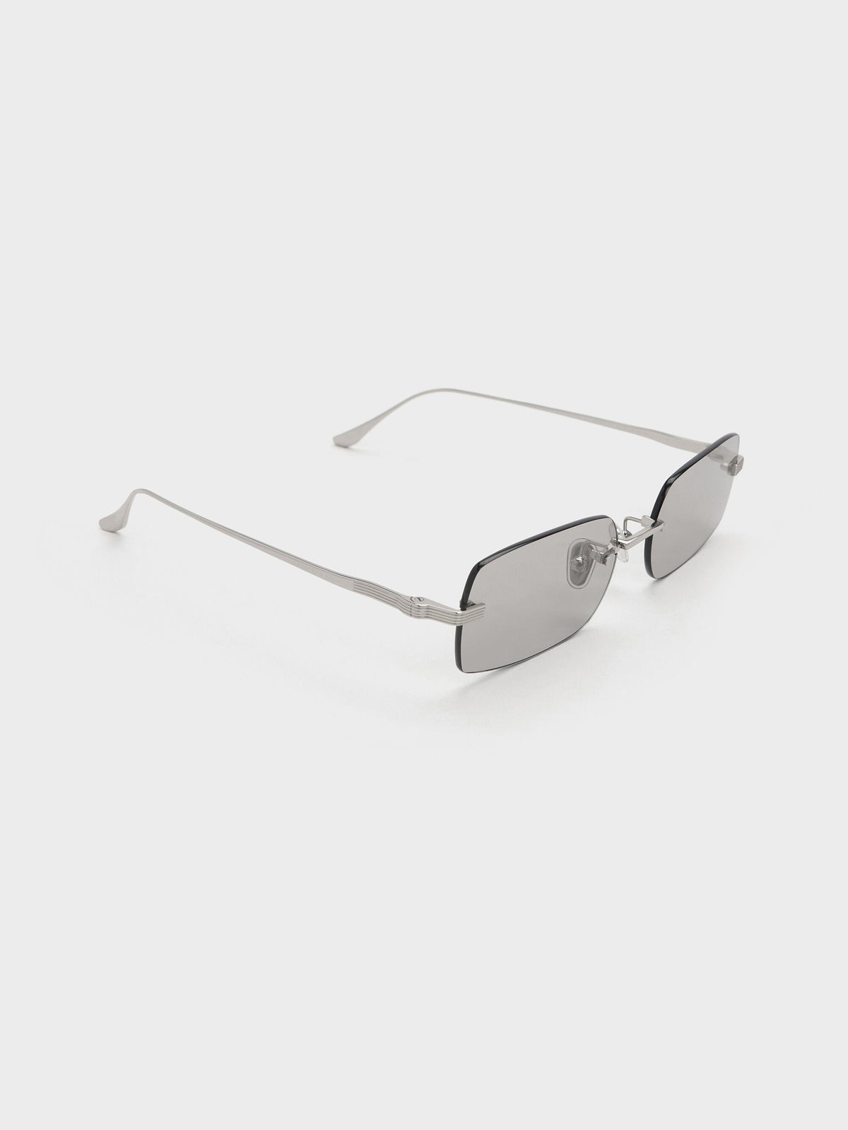 CHARLES & KEITH Discount / Easton Rimless Rectangular Sunglasses - Silver