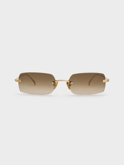 CHARLES & KEITH Quality / Easton Rimless Rectangular Sunglasses - Gold