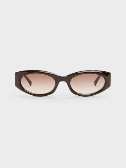 CHARLES & KEITH Trending / Aubrey Oval Sunglasses - Espresso Brown