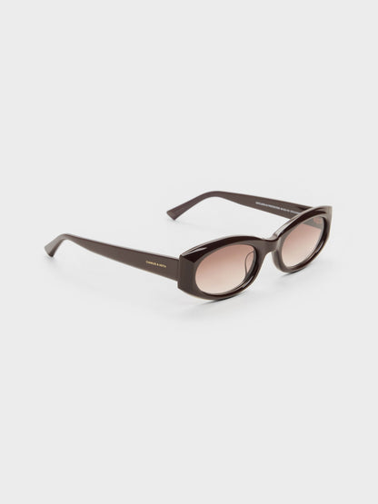 CHARLES & KEITH Trending / Aubrey Oval Sunglasses - Espresso Brown