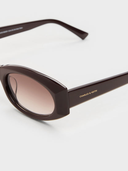 CHARLES & KEITH Trending / Aubrey Oval Sunglasses - Espresso Brown