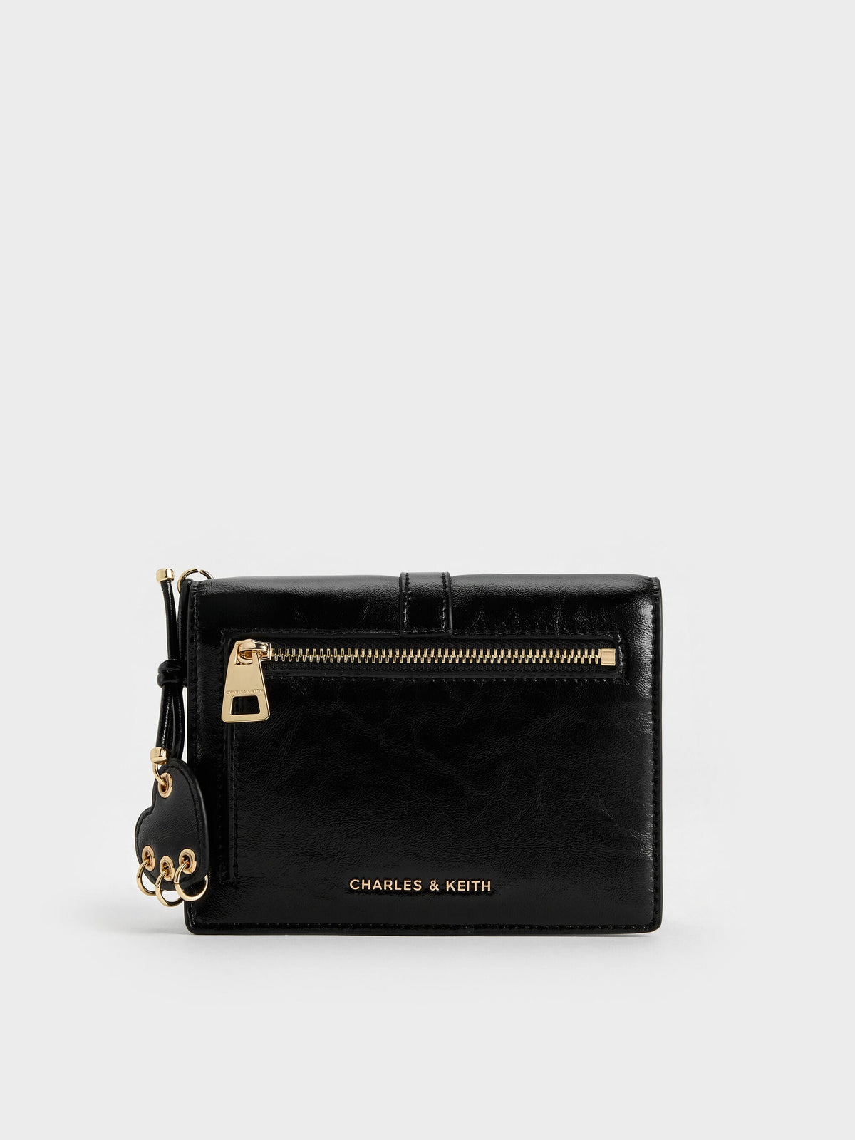 CHARLES & KEITH Value / Rey Heart Belted Passport Holder - Black