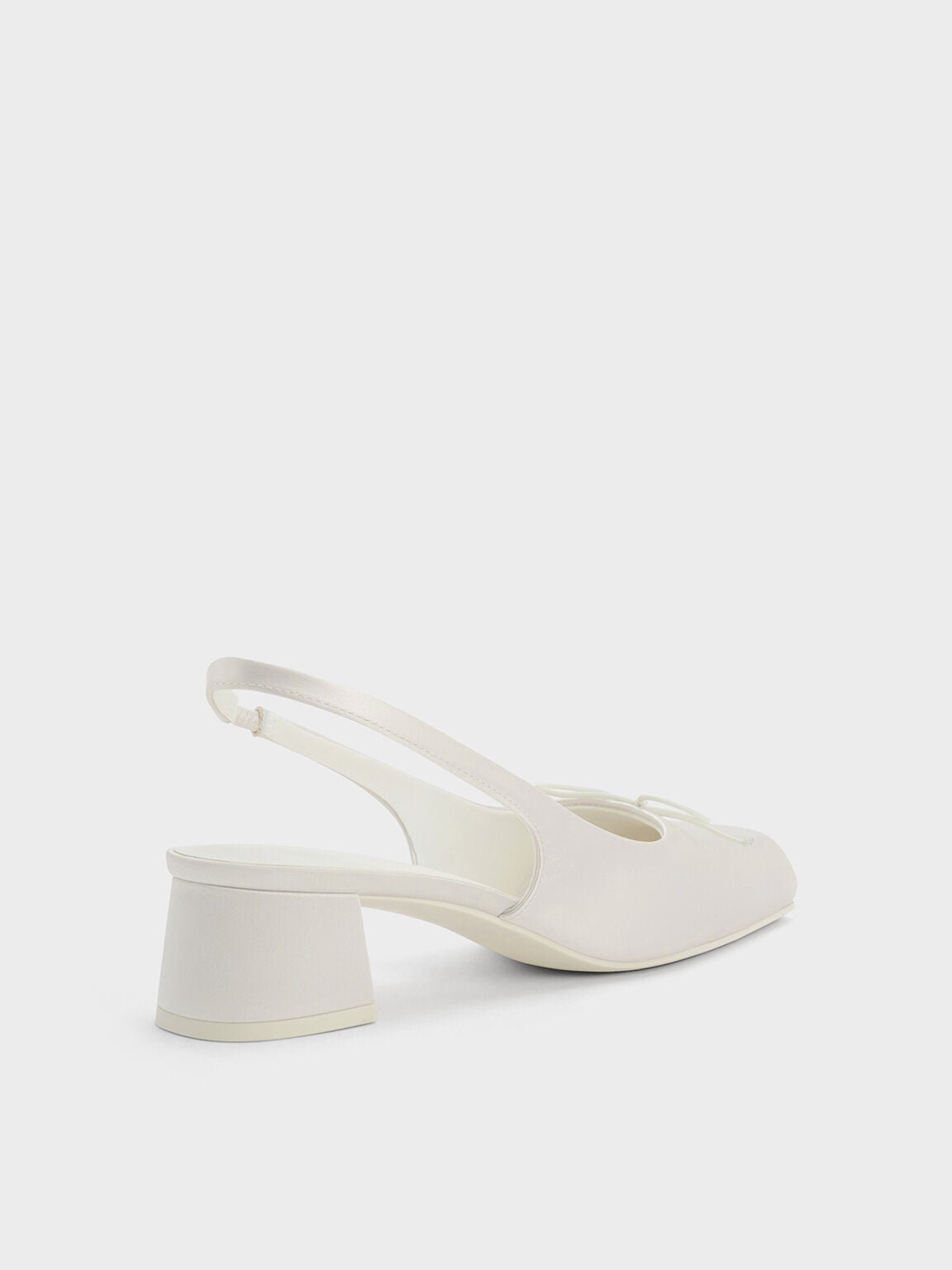CHARLES & KEITH Top Pick / Sadira Satin Slingback Pumps - Chalk