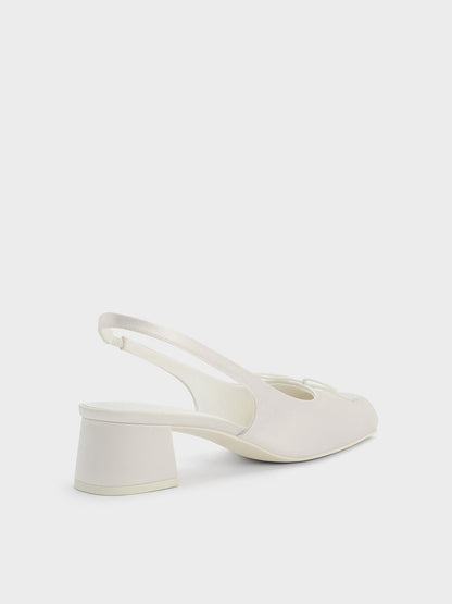 CHARLES & KEITH Top Pick / Sadira Satin Slingback Pumps - Chalk